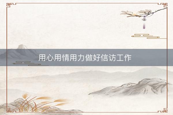 用心用情用力做好信访工作 