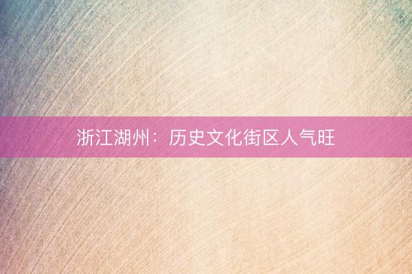 浙江湖州：历史文化街区人气旺