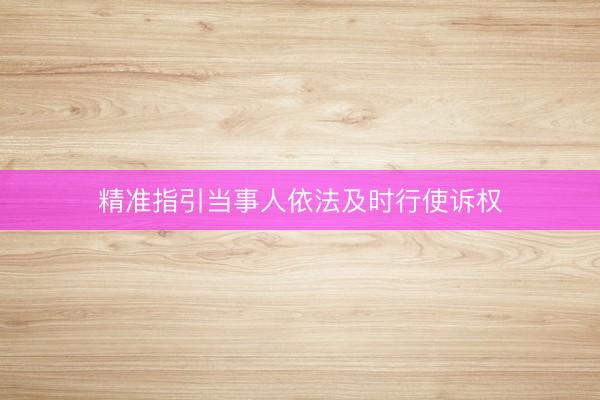 精准指引当事人依法及时行使诉权