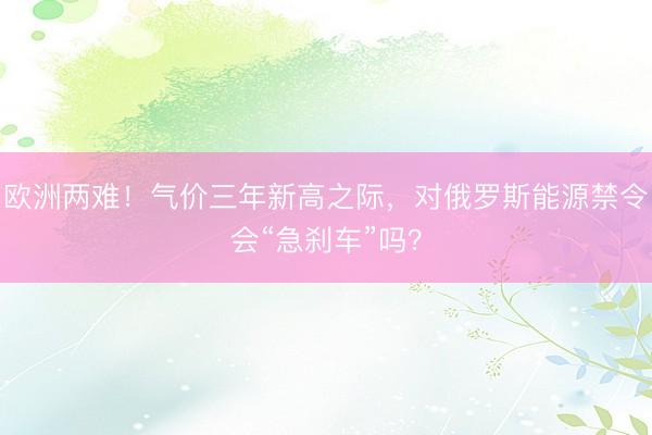 欧洲两难！气价三年新高之际，对俄罗斯能源禁令会“急刹车”吗？