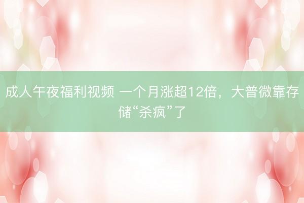 成人午夜福利视频 一个月涨超12倍，大普微靠存储“杀疯”了