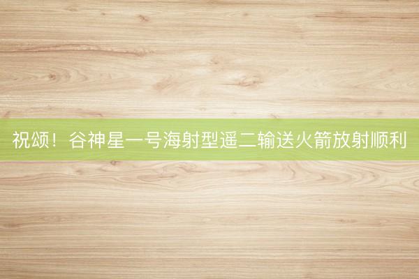 祝颂！谷神星一号海射型遥二输送火箭放射顺利