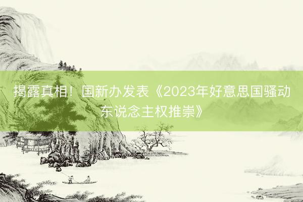 揭露真相！国新办发表《2023年好意思国骚动东说念主权推崇》
