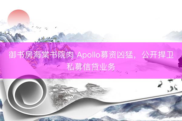 御书房海棠书院肉 Apollo募资凶猛，公开捍卫私募信贷业务