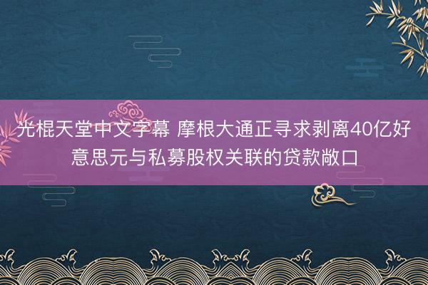 光棍天堂中文字幕 摩根大通正寻求剥离40亿好意思元与私募股权关联的贷款敞口