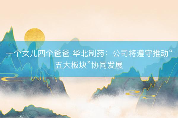一个女儿四个爸爸 华北制药：公司将遵守推动“五大板块”协同发展
