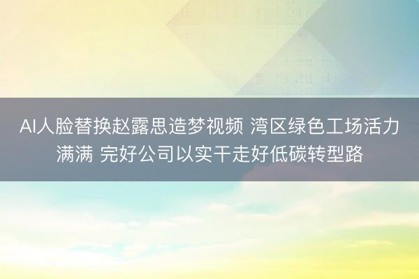 AI人脸替换赵露思造梦视频 湾区绿色工场活力满满 完好公司以实干走好低碳转型路