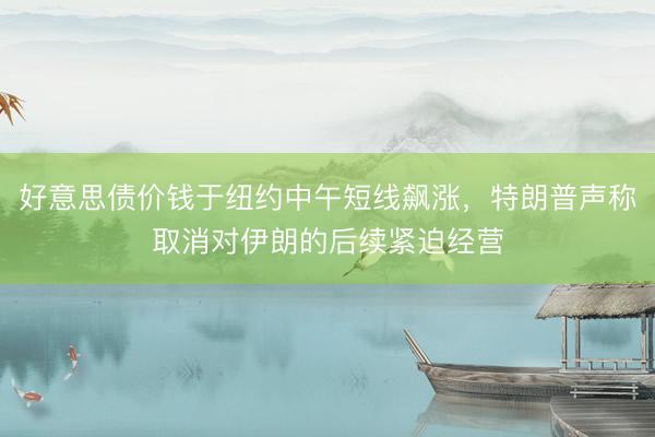 好意思债价钱于纽约中午短线飙涨，特朗普声称取消对伊朗的后续紧迫经营