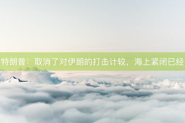 特朗普:取消了对伊朗的打击计较,海上紧闭已经