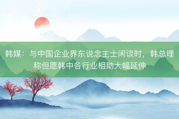 韩媒：与中国企业界东说念主士闲谈时，韩总理称但愿韩中各行业相助大幅延伸